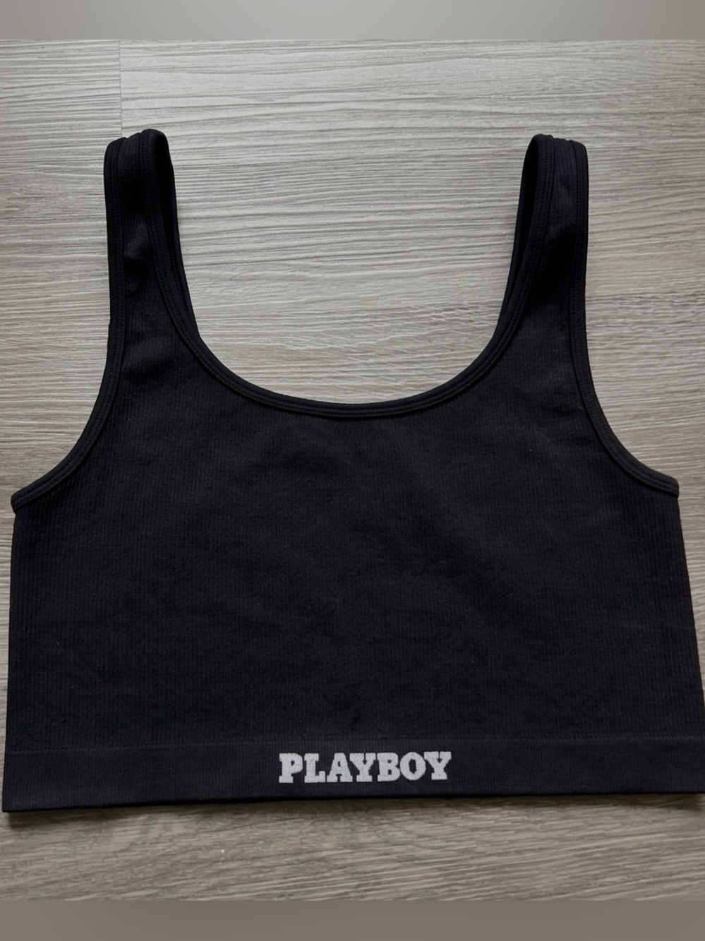 Playboy by Pacsun crop top tank top bra top with iconic white bunny logo- size L